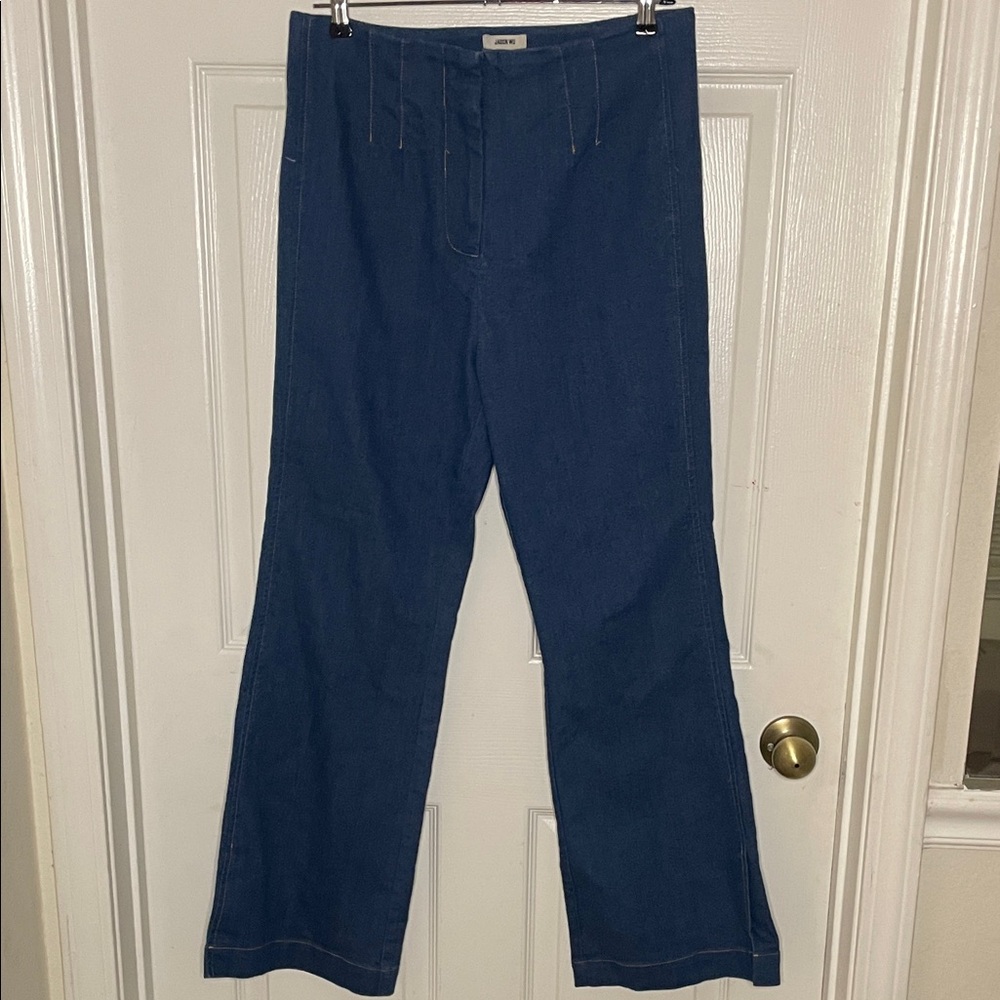 Jason Wu Denim Flare Wide Leg Trouser Jeans in a blue wash.